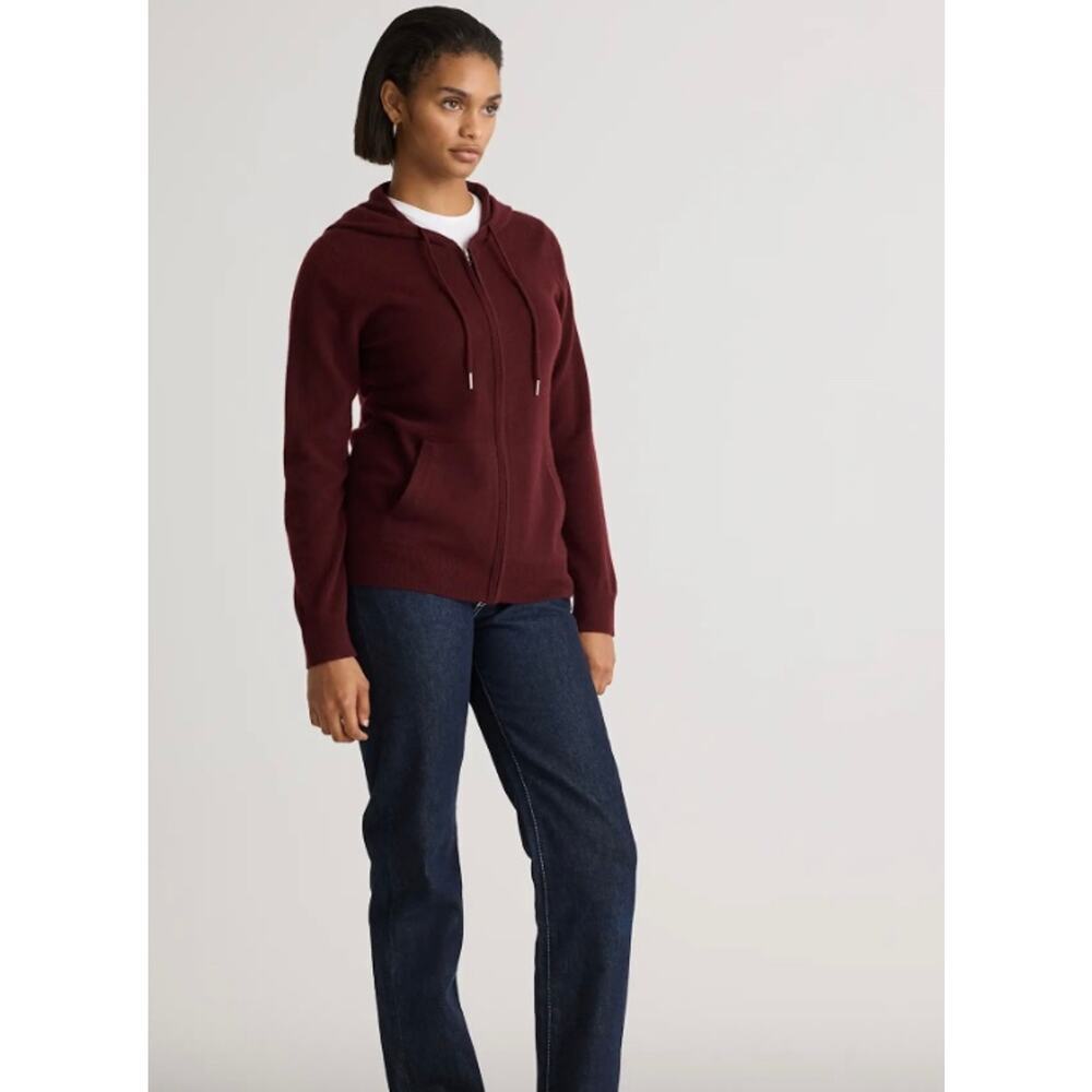 New! Quince Unisex Mongolian Cashmere Hoody Burgundy Sz L #128